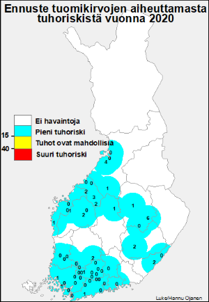 Tuomikirvaennustekartta 2020 (kuva: Luke/Hannu Ojanen)